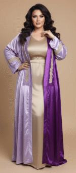 Selham moderne femme violet bicolore avec broderies traditionnelles dorees Orkidia Fashion Nador