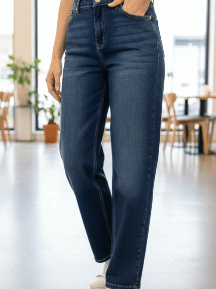 jean femme coupe droite bleu moyen