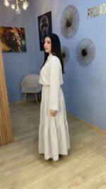 Ensemble Jupe et Chemise Beige Écru – Raffinement Lumineux et Broderie Anglaise