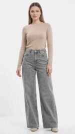 Pantalon Jean Gris – Coupe Droite et Style Urbain Moderne
