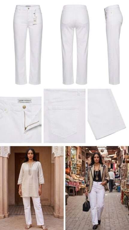 Pantalon Jean Blanc – Coupe Droite et Élégance Lumineuse Pantalon Jean Blanc – Coupe Droite et Élégance Lumineuse