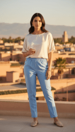 Pantalon Bleu Ciel – Élégance Fluide et Confort Absolu