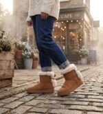 Bottines en Daim Taupe – Élégance Féminine et Effet Plissé