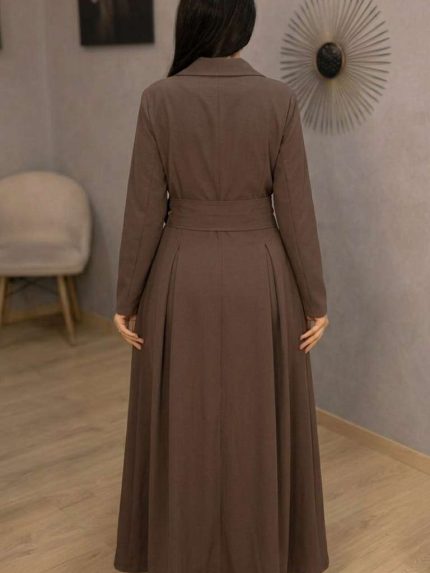 Robe Longue Marron – Élégance Modest Fashion et Détails Dorés