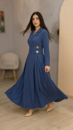 Robe Longue Bleu – Élégance Modest Fashion et Charme Majestueux