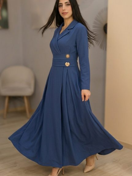 Robe Longue Bleu – Élégance Modest Fashion et Charme Majestueux