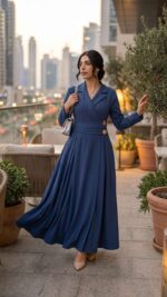 Robe Longue Bleu – Élégance Modest Fashion et Charme Majestueux