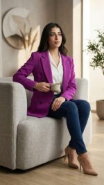Blazer Violet – Élégance Audacieuse et Coupe Structurée