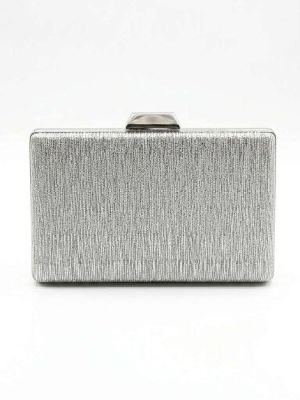 Pochette de Soirée Argentée – Effet Métallique Froissé et Style Avant-Garde