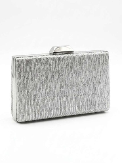 Pochette de Soirée Argentée – Effet Métallique Froissé et Style Avant-Garde