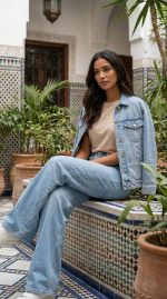 Jean Large Bleu Clair – Coupe Wide-Leg et Allure Rétro-Chic