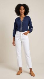 Jean Blanc Large – Coupe Wide-Leg et Style Moderne