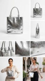 Sac à main argenté métalisé : découvrez ce mini sac chic à l'effet craquelé pour vos soirées. L'accessoire glamour par excellence, livraison disponible à Nador et au Maroc !