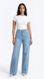 Jean Large Bleu Ciel – Coupe Droite et Confort Quotidien