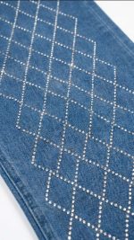 Jean Large à Strass Parsemés – Effet Ciel Étoilé et Coupe Wide-Leg