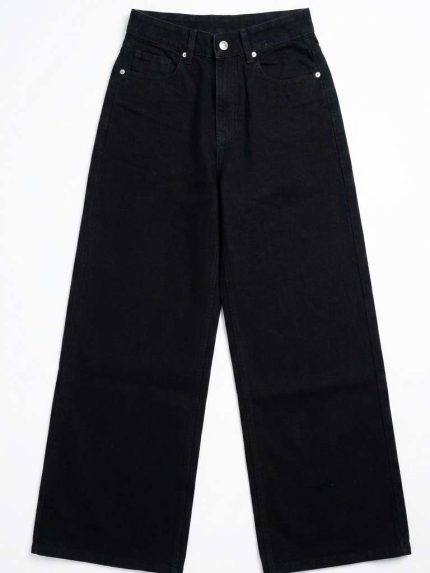 Jean Large Noir – Coupe Wide-Leg et Élégance Intemporelle