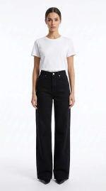 Jean Large Noir – Coupe Wide-Leg et Élégance Intemporelle