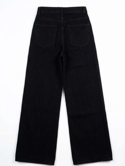 Jean Large Noir – Coupe Wide-Leg et Élégance Intemporelle
