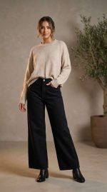 Jean Large Noir – Coupe Wide-Leg et Élégance Intemporelle