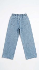 Jean Large Bleu Clair avec Ceinture – Couture Centrale et Confort Absolu