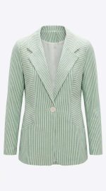 Blazer Rayé Vert et Blanc – Fraîcheur Estivale et Élégance Dynamique