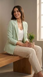 Blazer Rayé Vert et Blanc – Fraîcheur Estivale et Élégance Dynamique – Image 8