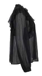 Blouse Noire Transparente à Volants – Charme Mystérieux et Élégance Romantique