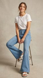 Jean Bootcut Bleu Clair – La Touche Rétro-Chic Quotidienne