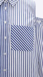 Chemise Asymétrique Rayée – Esprit Patchwork et Éclats de Strass