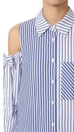 Chemise Asymétrique Rayée – Esprit Patchwork et Éclats de Strass