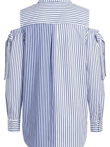 Chemise Asymétrique Rayée – Esprit Patchwork et Éclats de Strass