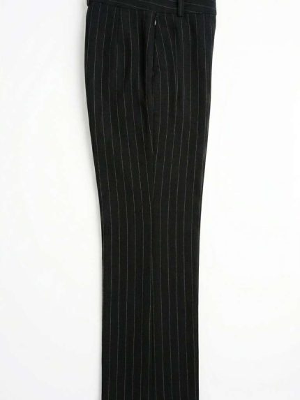 Pantalon Noir à Fines Rayures – L'Élégance Tailleur et Silhouette Allongée