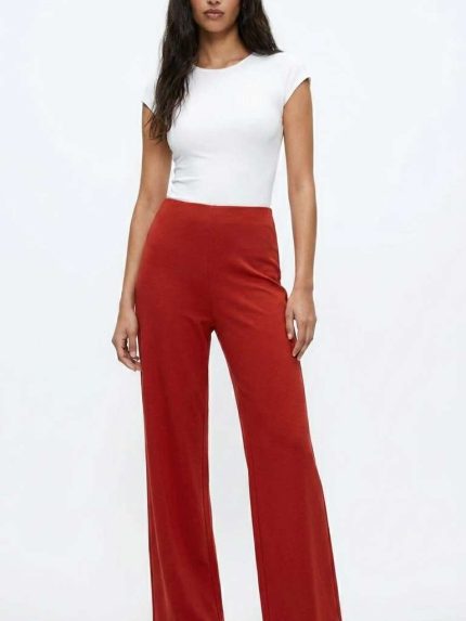 Pantalon Fluide Rouge – Confort Aérien et Couleur Vibrante