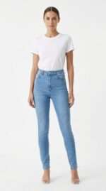 Jean Slim Taille Haute Bleu – Coupe Sculptante et Basique Intemporel