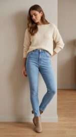 Jean Slim Taille Haute Bleu – Coupe Sculptante et Basique Intemporel
