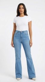 Jean Droit Bleu Clair – Coupe Straight et Basique Intemporel
