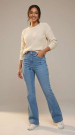 Jean Droit Bleu Clair – Coupe Straight et Basique Intemporel