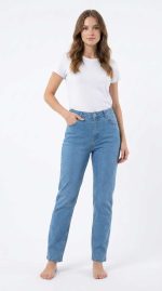 Jean Droit Taille Haute Bleu – Confort Absolu et Coupe Classique