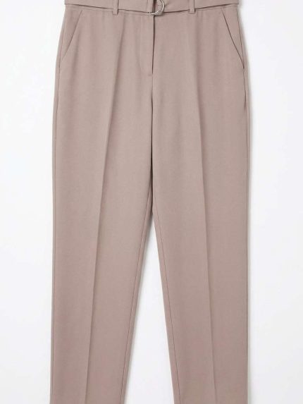Pantalon Beige avec Ceinture – Élégance Neutre et Coupe Structurée