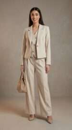 Ensemble Tailleur 3 Pièces Beige – L'Élégance Absolue et Chic Intemporel