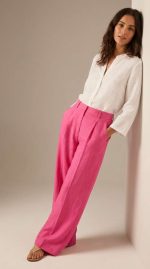 Pantalon Tailleur Rose – Élégance Structurée et Couleur Vibrante