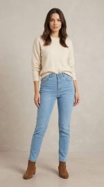 La Fraîcheur du Denim Rétro Faites entrer la lumière dans votre garde-robe avec notre superbe jean mom bleu clair. Véritable incontournable du vestiaire féminin, cette pièce s'inspire de l'esthétique décontractée des années 90 tout en s'adaptant parfaitement aux tendances actuelles. Sa teinte claire et lumineuse apporte une véritable bouffée de fraîcheur, idéale pour adoucir vos tenues printanières et estivales. Conçu pour la femme marocaine qui recherche un pantalon facile à vivre, capable d'allier un style affirmé à une totale liberté de mouvement, ce jean est l'allié idéal de vos journées ensoleillées à Nador. Une Silhouette Sublimée et Relax Ce modèle se distingue par sa structure flatteuse qui s'adapte généreusement à toutes les morphologies : Coupe "Mom" Emblématique : Légèrement ample au niveau du bassin et des cuisses, ce jean mom bleu clair se fusèle délicatement vers le bas de la jambe, offrant une allure décontractée, féminine et infiniment confortable. Taille Haute et Maintien : Il emboîte parfaitement le ventre et les hanches, soulignant la taille de manière élégante et assurant un maintien rassurant tout au long de la journée. Délavage Lumineux : Sa belle toile bleu clair unie et sans fioritures capte la lumière et se marie à merveille avec les couleurs pastel, neutres ou vives de votre dressing. Comment porter votre Jean Mom Bleu Clair ? Le jean mom bleu clair excelle dans l'art de la polyvalence estivale. Pour une tenue de jour 100% fraîcheur, associez-le à un t-shirt blanc basique ou un top coloré (comme notre chemise satinée bleu roi pour un beau contraste), rentré à l'intérieur de la ceinture, et chaussez vos baskets favorites. Vous souhaitez "chic-iser" votre tenue pour une sortie en fin de journée ? Portez ce jean mom bleu clair avec une chemise fluide (comme notre chemise blanche à paillettes), ajoutez une belle ceinture fine pour marquer davantage la taille, et hissez-vous sur une paire de sandales à talons ou de mocassins !