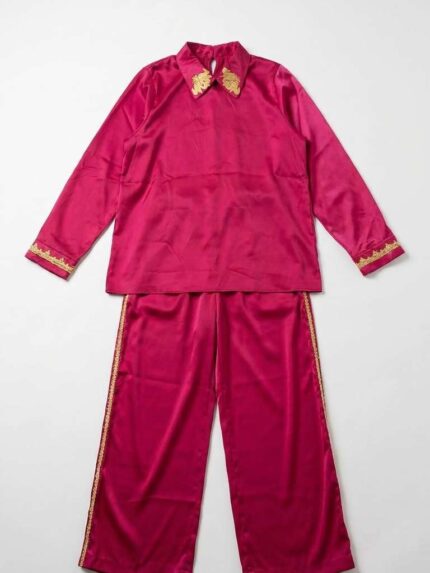 Ensemble Satiné Fuchsia – Élégance Orientale et Éclat Moderne
