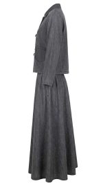 Ensemble Jupe Denim Gris Deux Pièces – Élégance Décontractée et Esprit Bohème