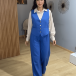 Ensemble Tailleur Gilet Bleu Roi Deux Pièces – Chic Masculin-Féminin et Allure Moderne