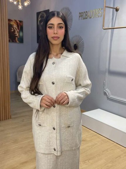 Ensemble Maille Crème Deux Pièces – Élégance Cosy et Confort Absolu