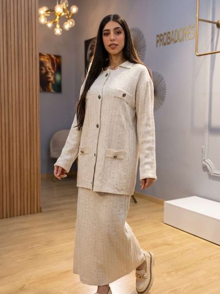 Ensemble Maille Crème Deux Pièces – Élégance Cosy et Confort Absolu