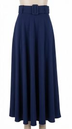Jupe Longue Bleu Marine Ceinturée – L'Élégance Intemporelle pour vos Ensembles