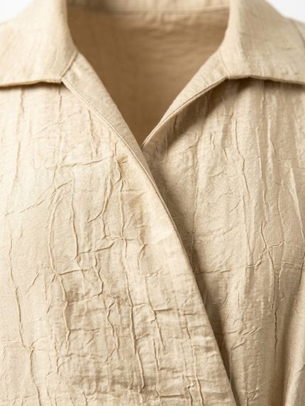 Ensemble 2 Pièces Femme Grand Taille : Chemise Croisée & Jupe Longue Beige Sable |