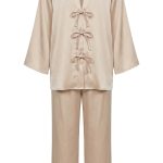 Ensemble 2 Pièces Femme : Veste à liens noués et Pantalon Large Beige | Orkidia Fashion Nador